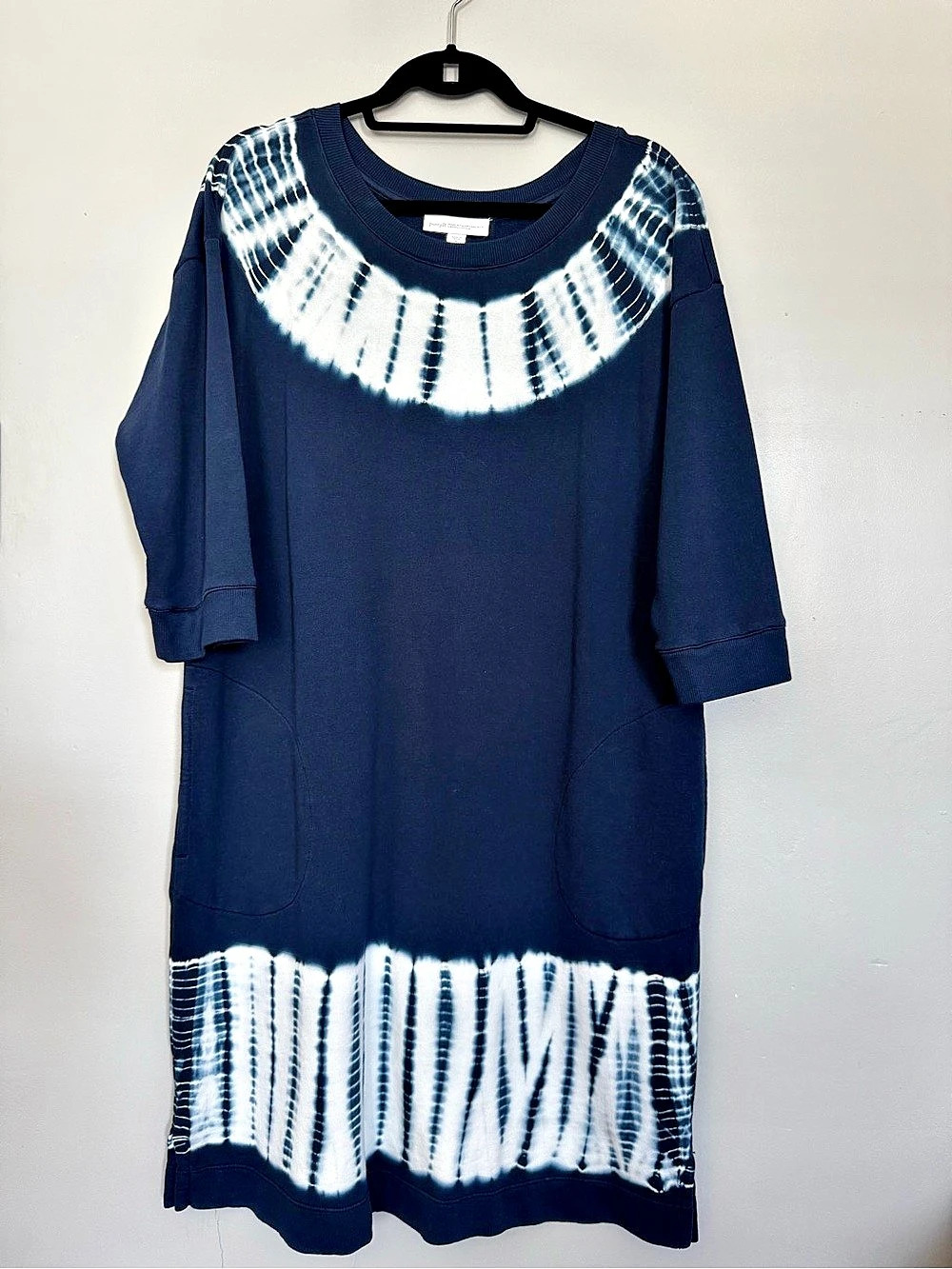 Pure Jill Tie-Dye Midi Dress in Blue & White Size Medium
